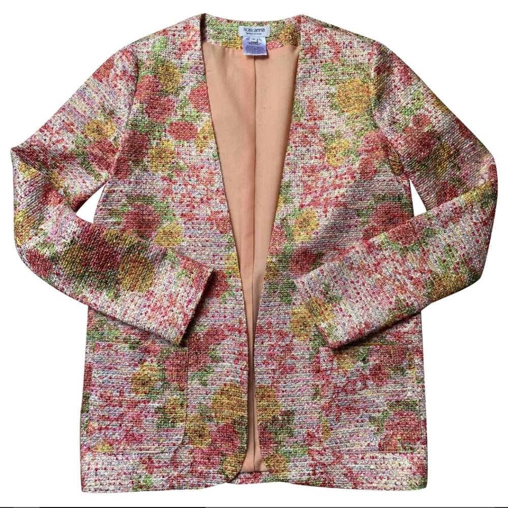ROSEANNA Fabriqué en france floral tweed‎ Jacket Open Front  Multicolor Size 38